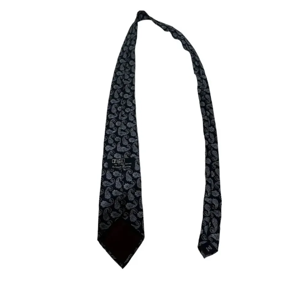 Polo Ralph Lauren for Neiman Marcus Silk‎ Navy Blue Paisley Print Tie